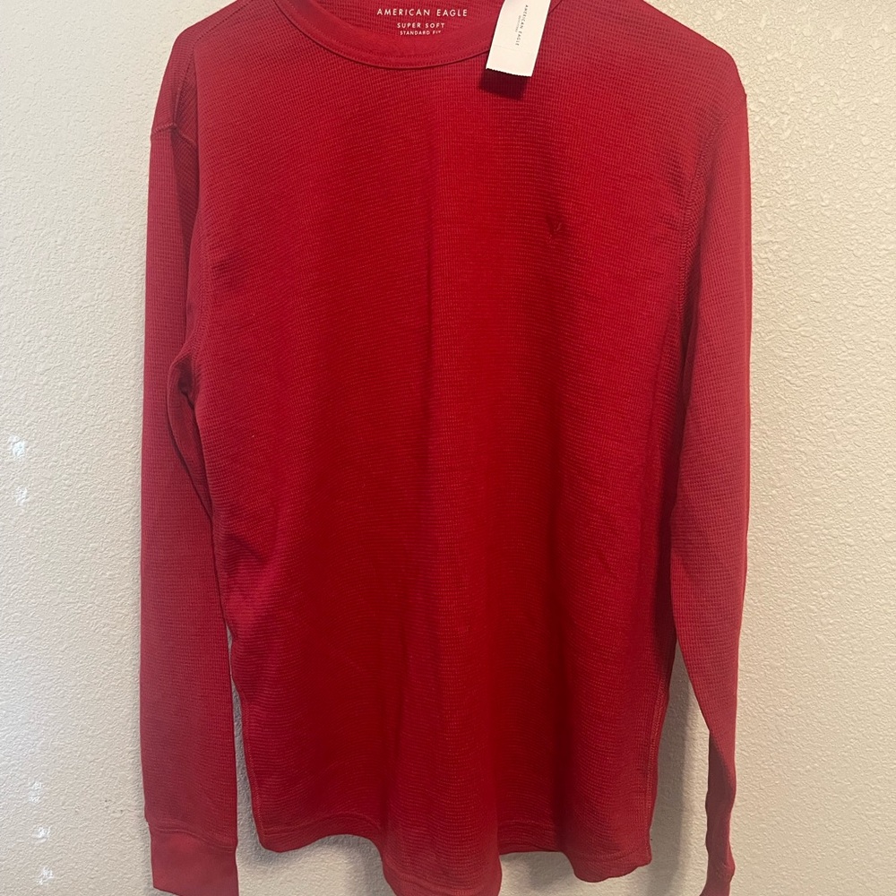 American Eagle Red Long Sleeve Shirt